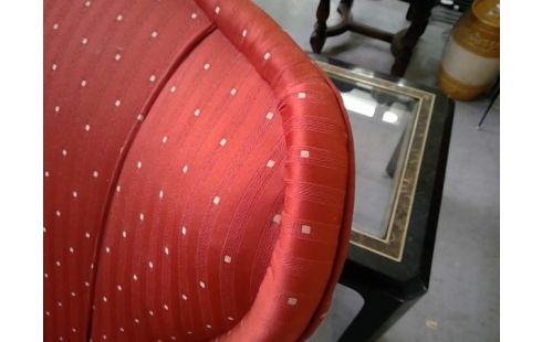 FAUTEUIL CLUB TISSU ROUGE STYLE 1930 LOUIS XV