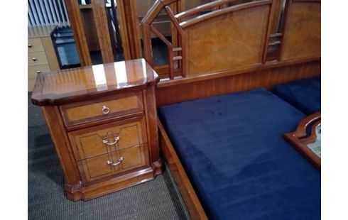 CHAMBRE MERISIER MARQUETE LIT, CHEVET, COMMODE, GR