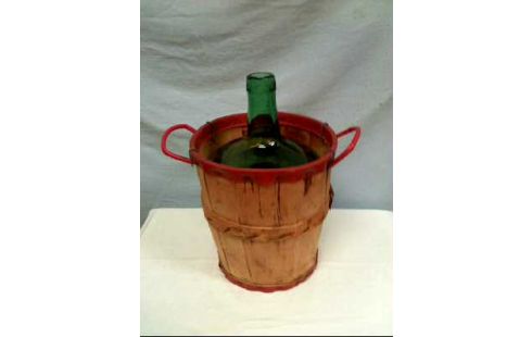 WEINBALLON GLAS GRÜN IN HOLZKORB