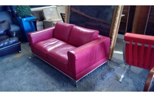 SOFA CUIR ROUGE