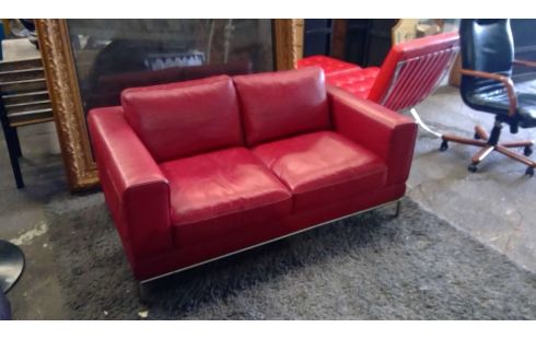 SOFA CUIR ROUGE
