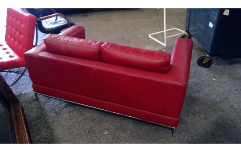 SOFA CUIR ROUGE
