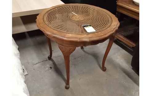 TABLE BASSE CHENE CANNEE STYLE LOUIS XV RONDE