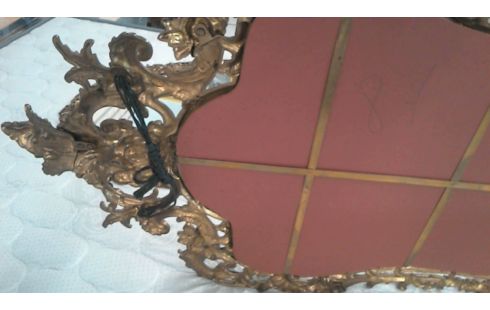 MIROIR ROCAILLE CADRE LAITON