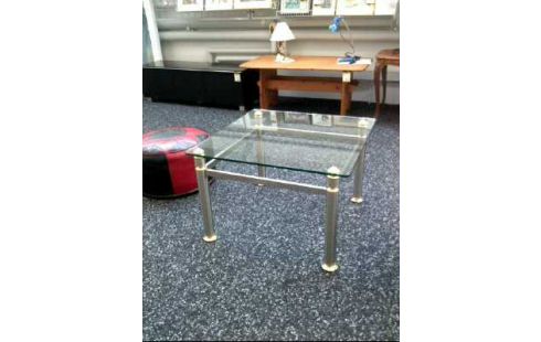 COUCHTISCH GLAS METALL QUADRATISCH