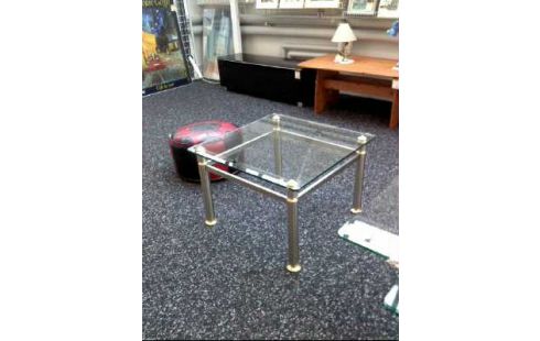COUCHTISCH GLAS METALL QUADRATISCH