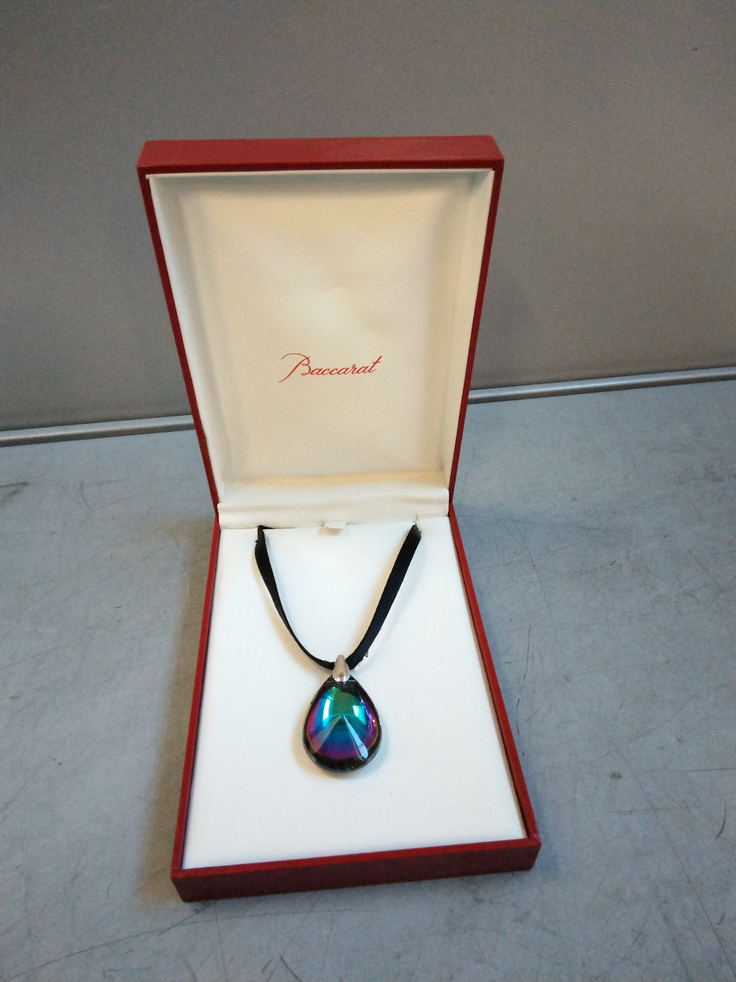Collier Et Pendentif Goutte D'eau En Argent Sterling Baccarat - Occasion Vintage