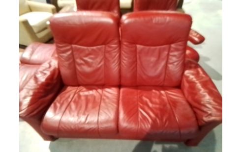 CANAPE RELAX CUIR ROUGE 2P