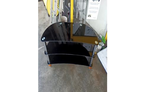 MEUBLE TV HIFI VERRE NOIR