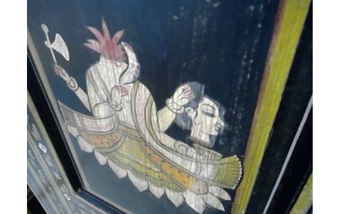 MEUBLE INDIEN TECK PEINT  162 X 94 X 65 PROF