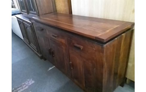 BUFFET BAS 3 PORTES 3 TIROIRS BOIS EXOTIQUE