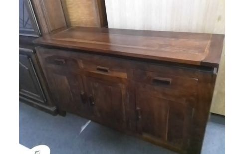 BUFFET BAS 3 PORTES 3 TIROIRS BOIS EXOTIQUE