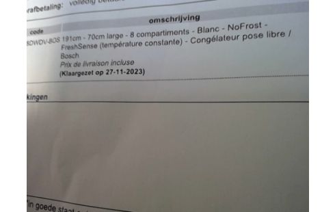 CONGELATEUR ARMOIRE XL BOSCH GSN58DWDV-BOS   TOUT NEUF