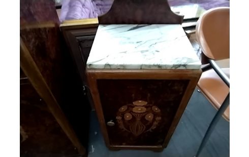 MEUBLE D'APPOINT MARBRE MARQUETERIE 1 PORTE