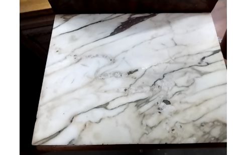 MEUBLE D'APPOINT MARBRE MARQUETERIE 1 PORTE