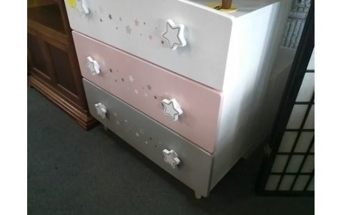 COMMODE 3T ROSE BLANCHE ET GRISE