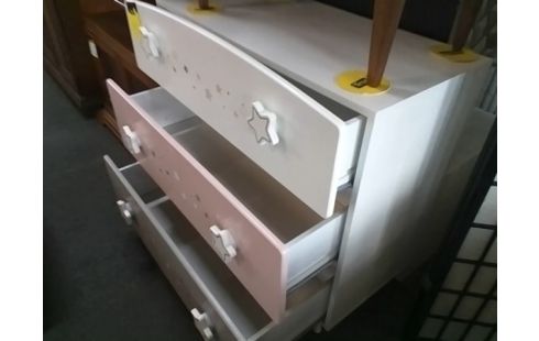 COMMODE 3T ROSE BLANCHE ET GRISE