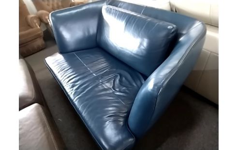 CANAPE CUIR BLEU ROCHE ET BOBOIS