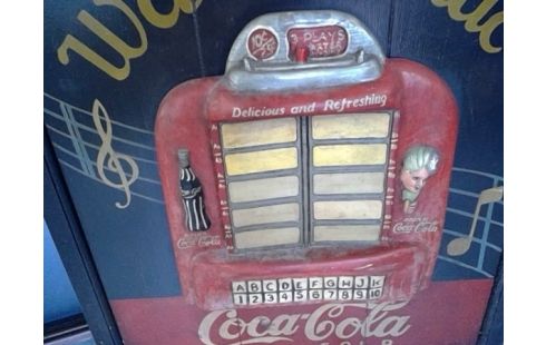 CADRE BOIS PUBLICITAIRE SEEBURG COCA COLA