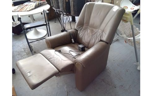 FAUTEUIL RELAX ELECTRIQUE CUIR TAUPE