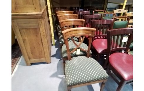 LOT DE 6 CHAISES STYLE TROTEL TISSUS VERT