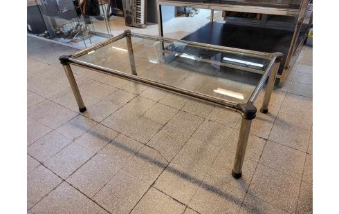 TABLE BASSE VINTAGE DESSUS VERRE