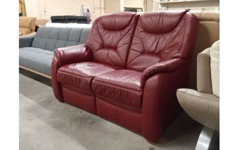 SALON CUIR BRIQUE 3+2+POUF