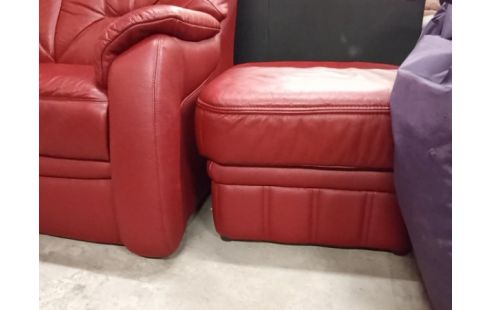 SALON CUIR BRIQUE 3+2+POUF