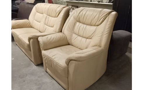 SALON 3+2+1 DIVAN LIT CUIR CREME
