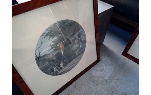 GRAVURE CARREE SCENES DE CHASSE