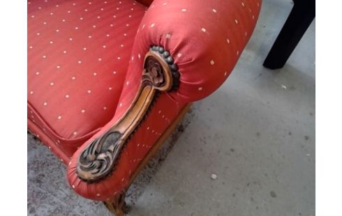 FAUTEUIL CLUB TISSU ROUGE STYLE 1930 LOUIS XV