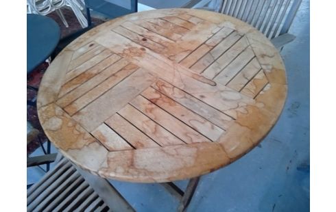 TABLE RONDE TEAK A RAFRAICHIR