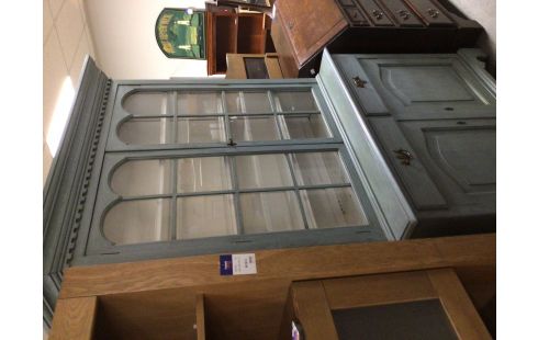 BUFFET 2 CORPS VITRINE CHENE PATINE 4 PORTES 2 TIROIRS