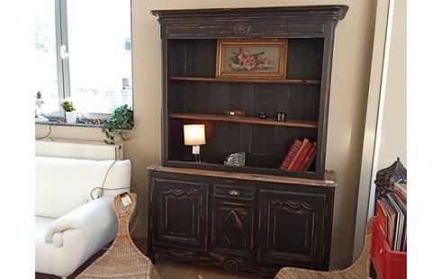 VAISSELIER BIBLIOTHEQUE PATINE NOIRE