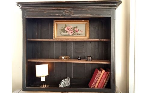 VAISSELIER BIBLIOTHEQUE PATINE NOIRE