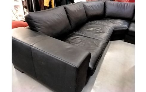 SALON CUIR NOIR CONTEMPORAIN DESIGN / CLE