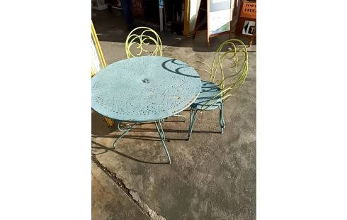 TABLE DE JARDIN MÉTAL +2 CHAISES +2 FAUTEUILS