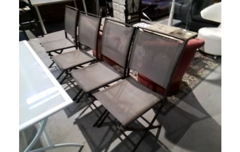 4 CHAISES DE JARDIN MÉTAL ET TOILE