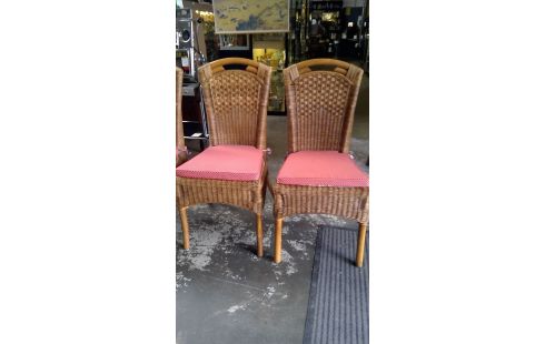 6 CHAISES ROTIN AVEC, , COUSSIN