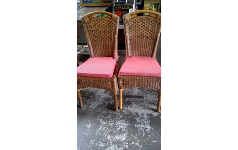 6 CHAISES ROTIN AVEC, , COUSSIN