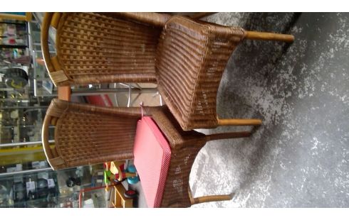 6 CHAISES ROTIN AVEC, , COUSSIN