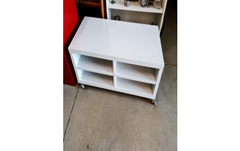 MEUBLE TV HIFI BAS BLANC