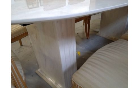 SALLE A MANGER TABLE MARBRE TGM BUFFET MARBRE LOT DE CHAISE CERUSÉ