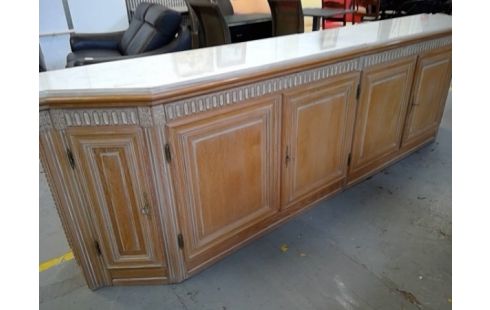 SALLE A MANGER TABLE MARBRE TGM BUFFET MARBRE LOT DE CHAISE CERUSÉ