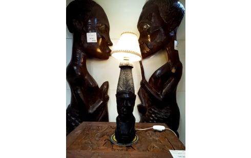LAMPE DECO AFRICAINE TÊTE SCULPTÉE