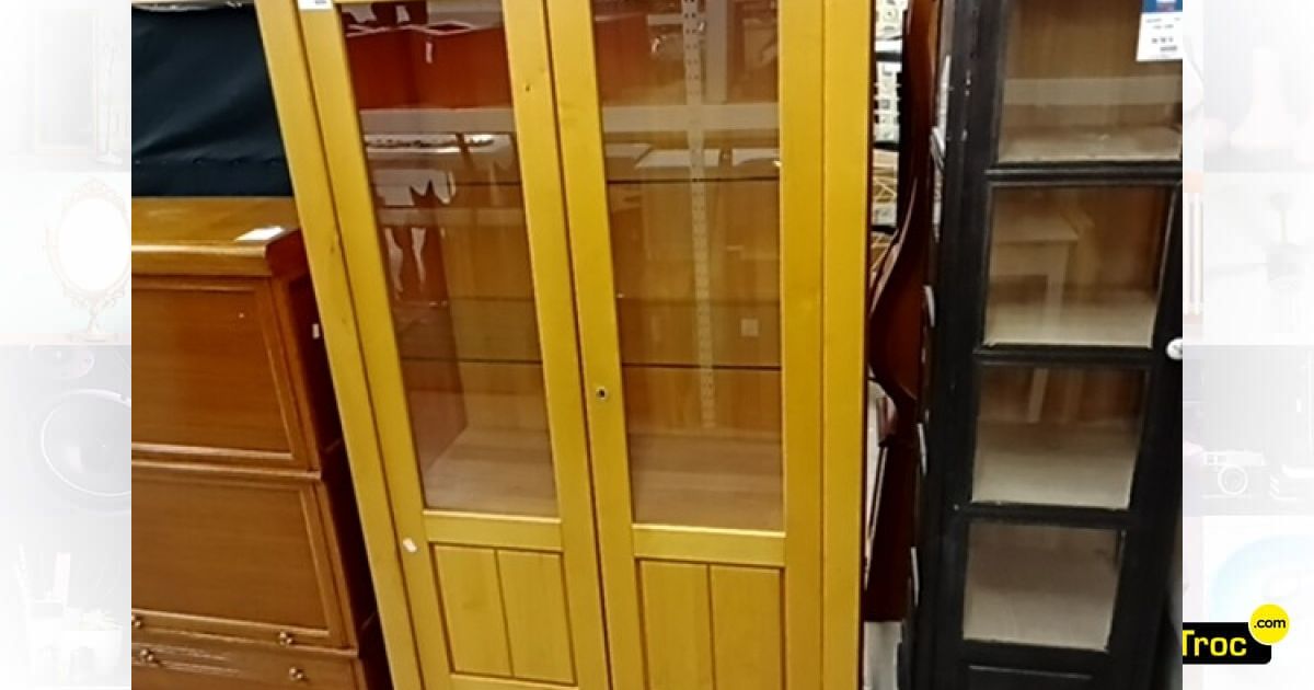 Achat VITRINE BIBLIOTHEQUE PIN ECLAIRE occasion - Perpignan | Troc.com