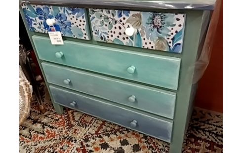 COMMODE BLEUE DEGRADEE 3 T / 2T FLEURIS