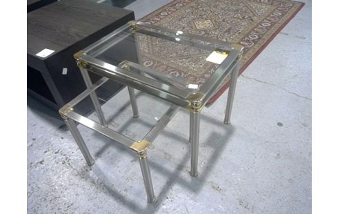 TABLE BASSE GIGOGNE VERRE METAL