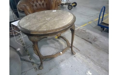 TABLE RONDE MARBRE ET BOIS  ANCIENNE