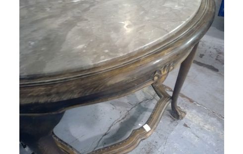 TABLE RONDE MARBRE ET BOIS  ANCIENNE